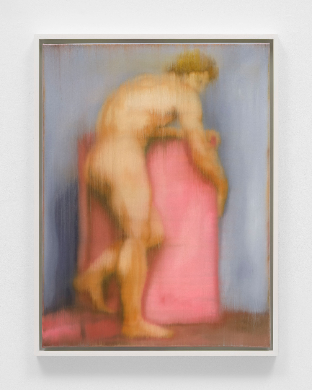 William E. Jones, Man Grabbing a Stone Cube, 2024