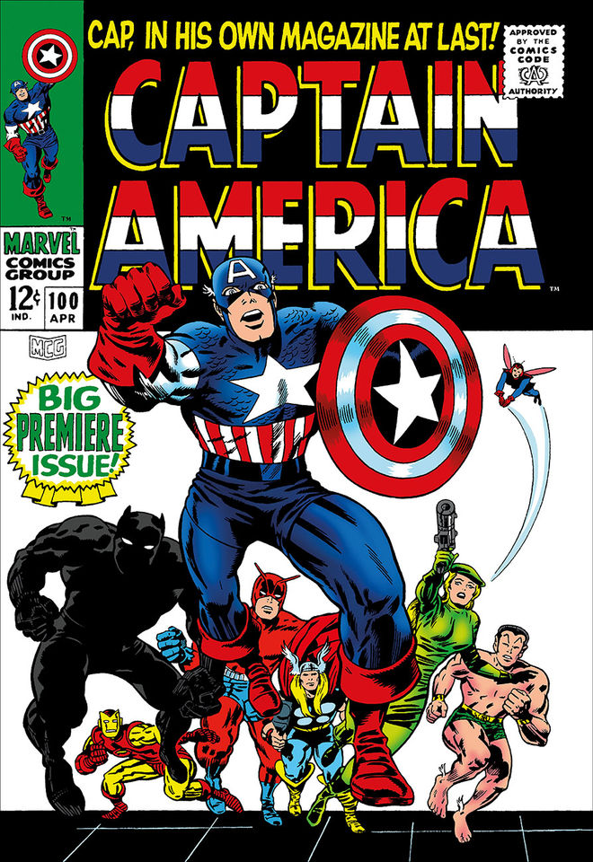 Stan Lee - Marvel, Captain America #100 - Big Premiere Issue! (canvas)