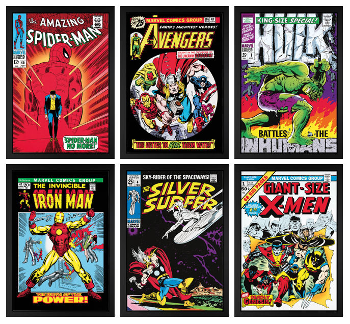 Stan Lee - Marvel, Set of 6 (canvas), framed, 1st Edition - CALL FOR PRICE, 2013