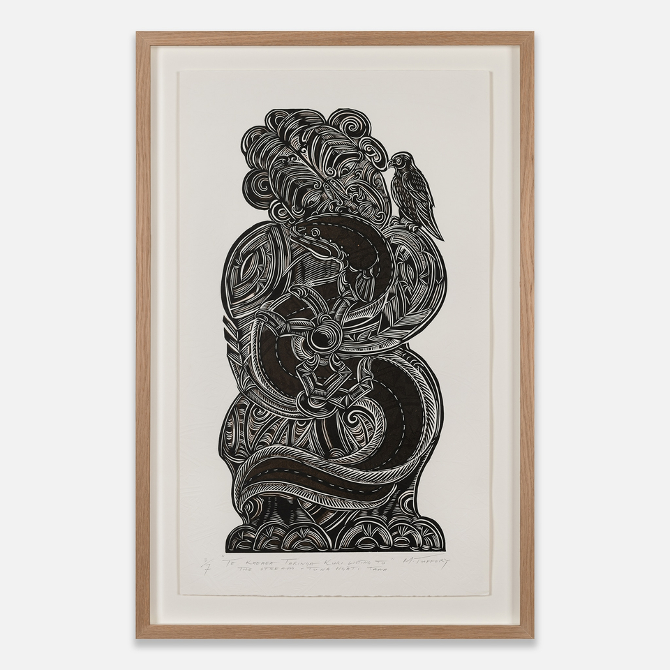 Michel Tuffery, Te Kaeaea / Taringa Kuri - Listening to the Stream - Tuna, Ngati Tama, 2024