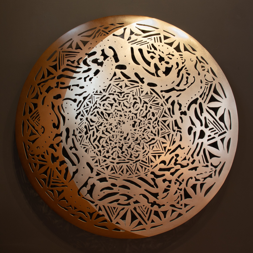 Michel Tuffery, Nga Tuna Awa (Waxing Gibbous Moon), 2024