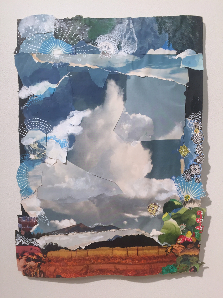 Sally Gil, Large Pointed Cloud, 2015, collage and paint on paper, 16 x 11 in.