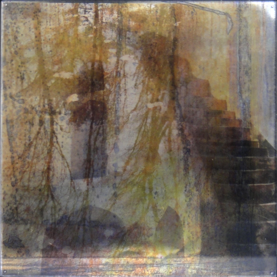Dorothy Simpson Krause, Deep Romantic Chasm, 2010, lenticular print with encaustic, 14 x 14 in.