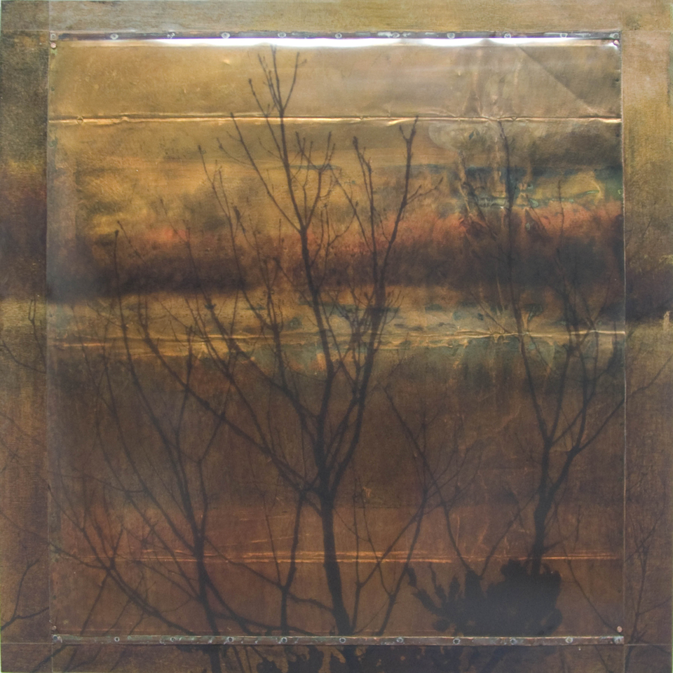 Dorothy Simpson Krause, Bare Branches, 2008, pigment print on film nailed to copper, on board, 36 x 36 in.