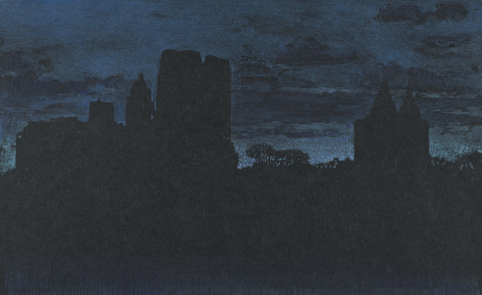 Jean-Baptiste Sécheret, Central Park, soir - Bleus - #8, 2020