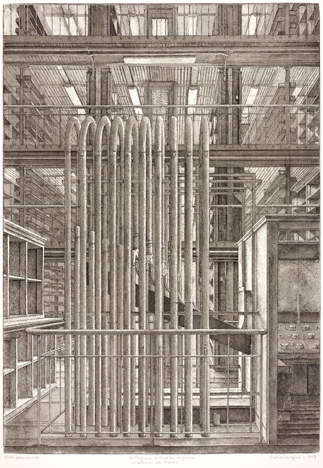 Érik Desmazières, Le Bureau des ordres, Le Magasin Central des Imprimés, planche 2, 2013