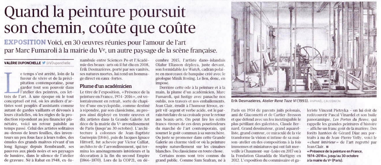 Article de Valérie Duponchelle paru dans Le Figaro le 29.09.2017