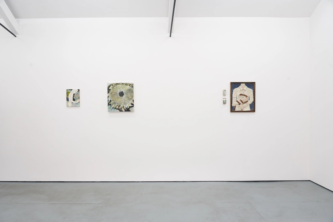 Lexia Hachtmann paintings and Bethany Stead ceramic relief