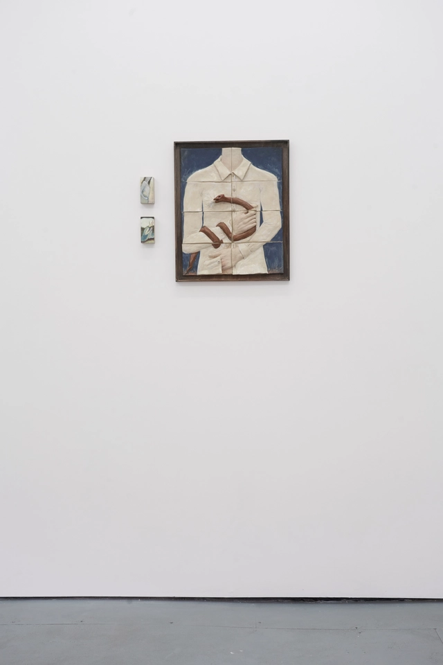 Lexia Hachtmann paintings and Bethany Stead ceramic relief