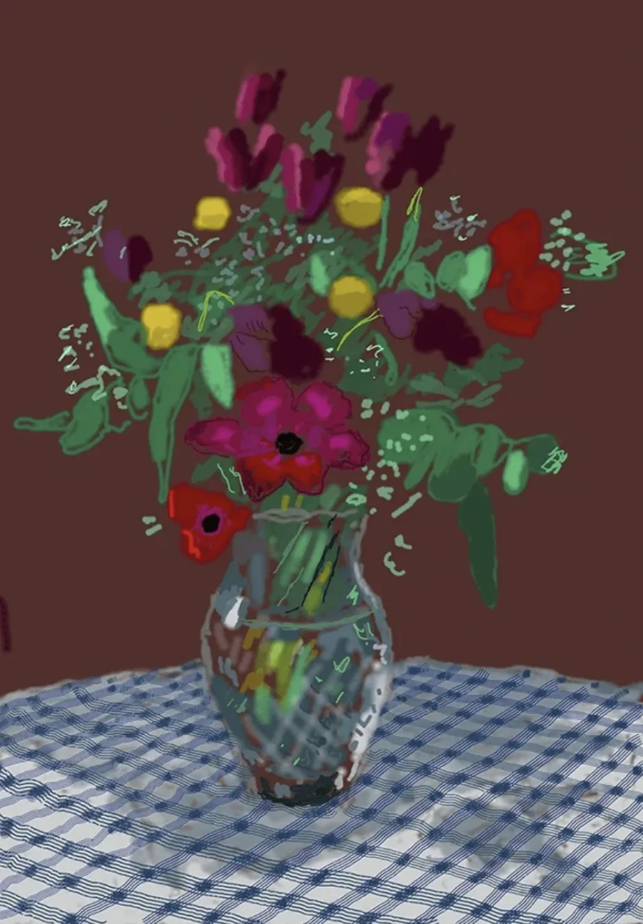 Buy or sell David Hockney, 16th February 2021, More Flowers in a Glass Vase, 20 Flowers and Some Bigger Pictures, iPad drawing, 2021