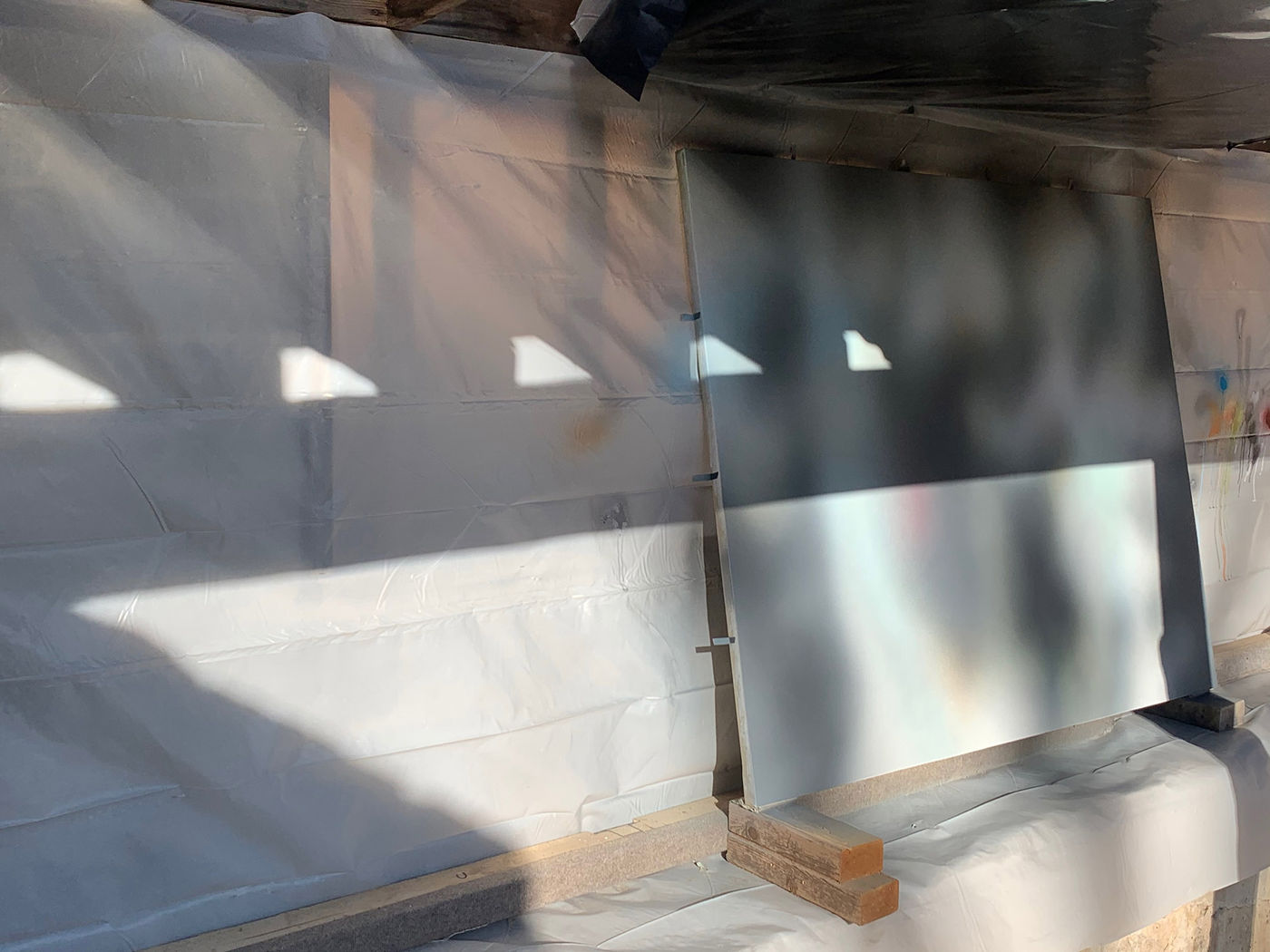 paintings in progress by Julie Mehretu at Denniston Hill