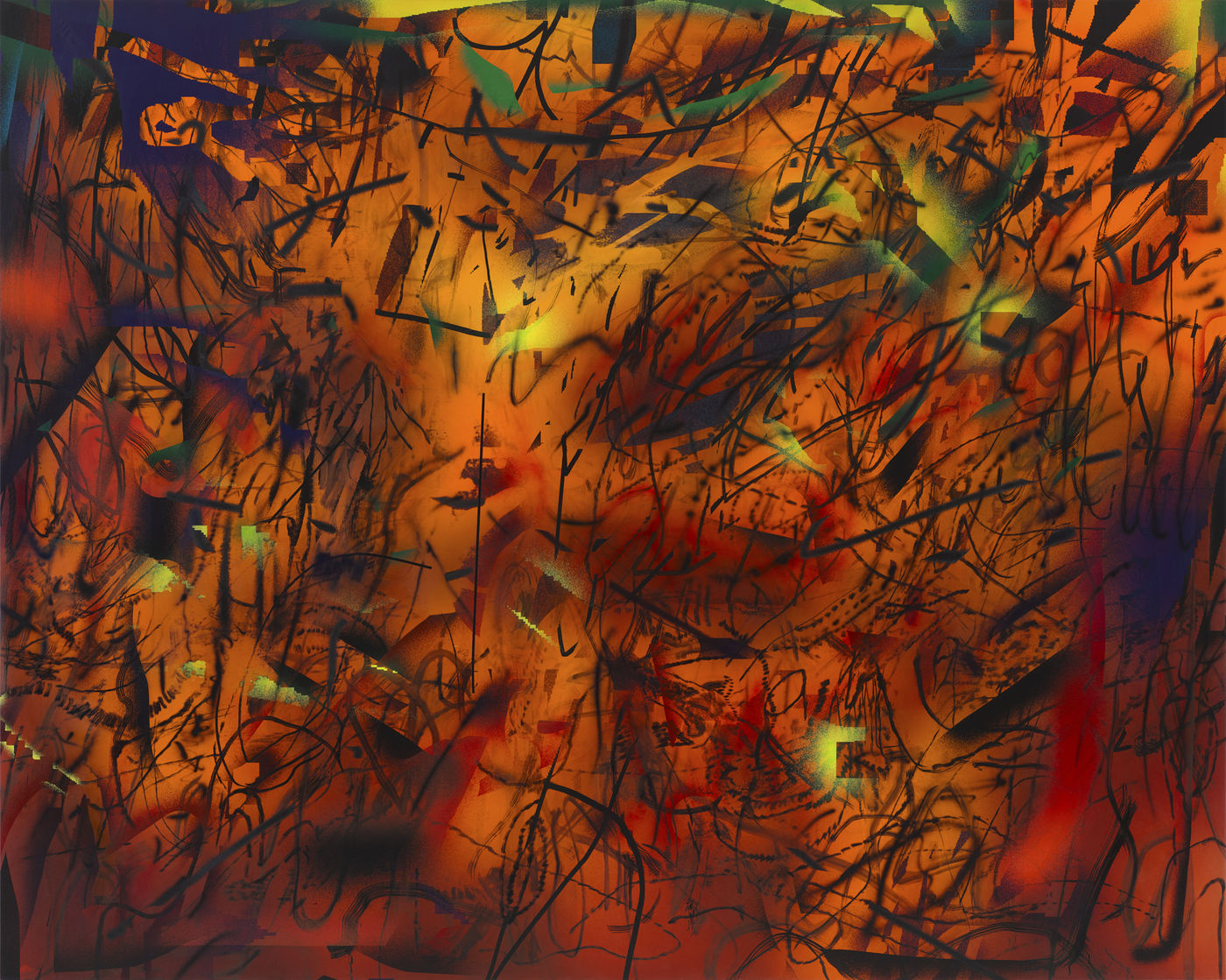 A colorful abstract artwork by Julie Mehretu