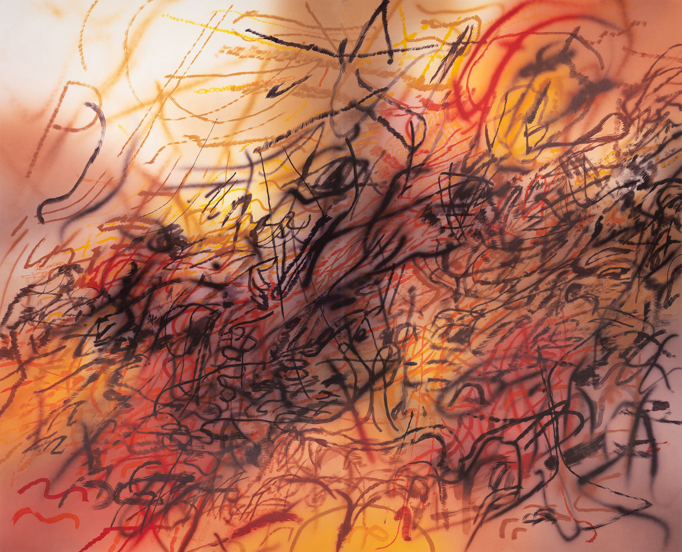 A colorful abstract artwork by Julie Mehretu