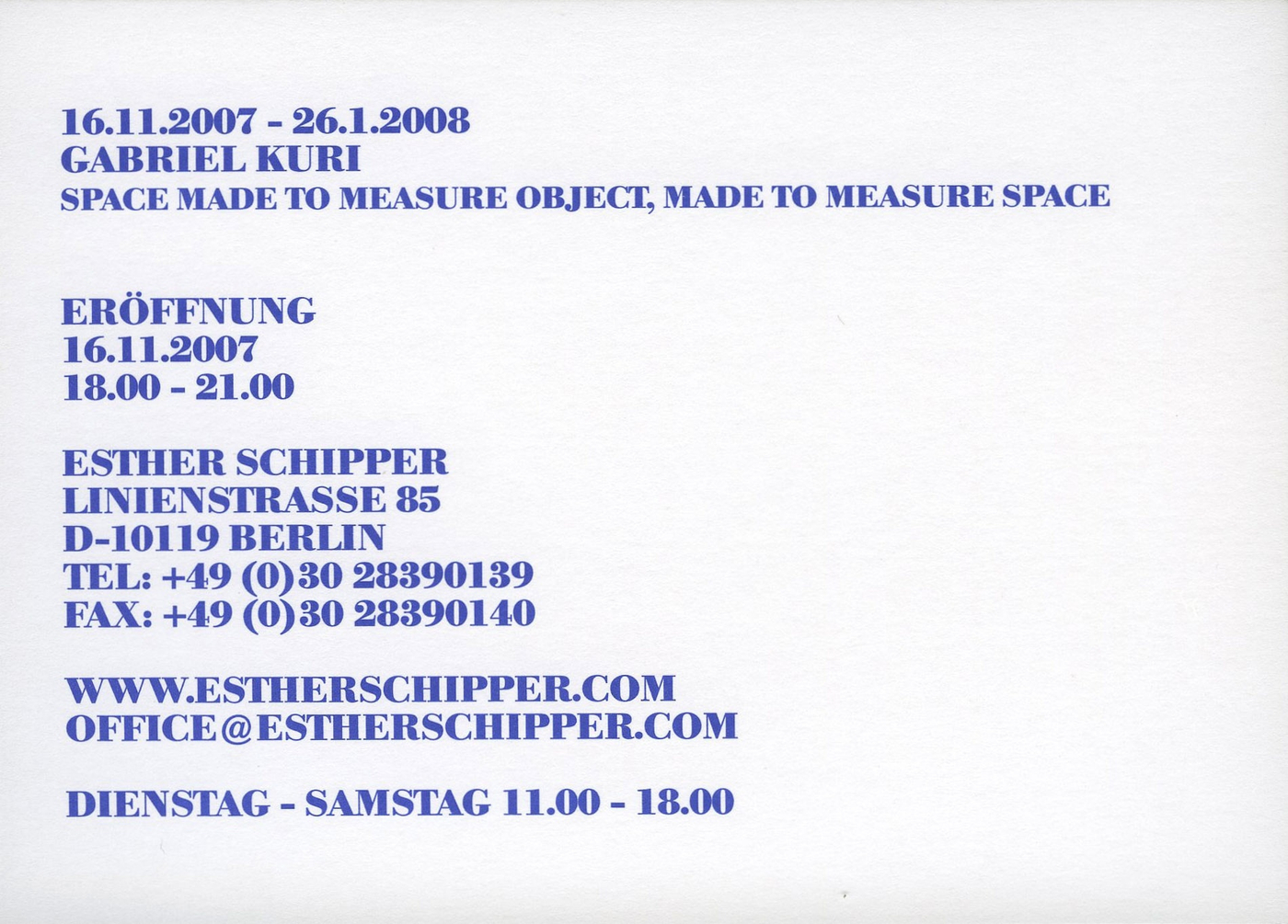 Space Made To Measure Object Made To Measure Nov2007 Jan2008 Exhibition Flyer