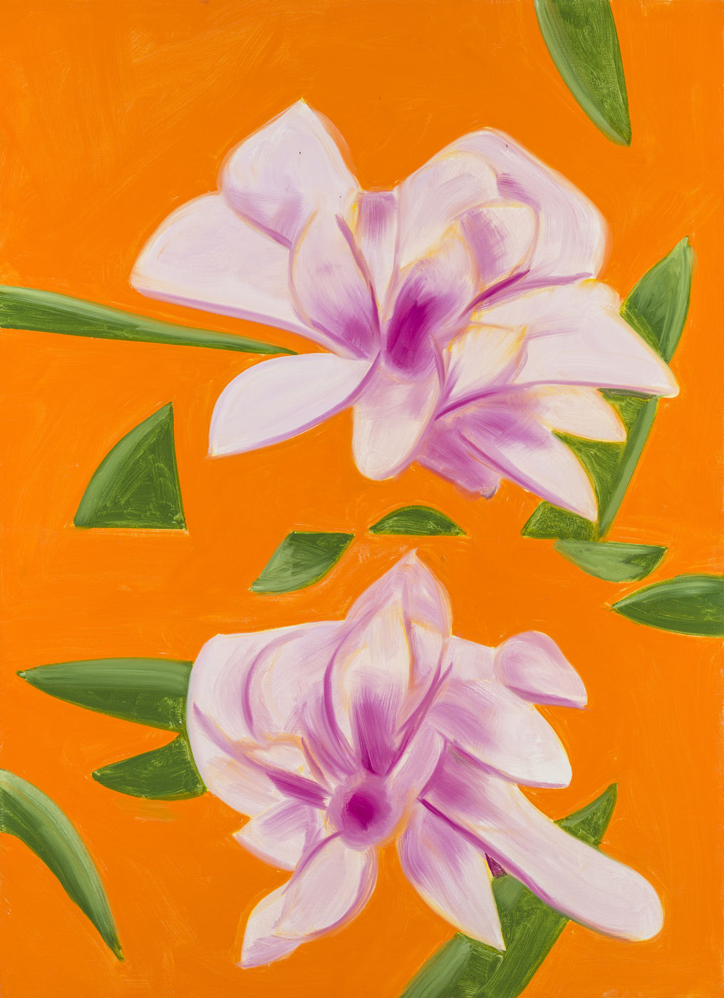 카츠는 먼저 칠한 물감이 마르기 전에 다음 획을 더하는 &lsquo;웻 온 웻(wet-on-wet)&rsquo; 기법을 활용하여 신속하게 작업한다. 작가의 전매특허인 이 기법은...