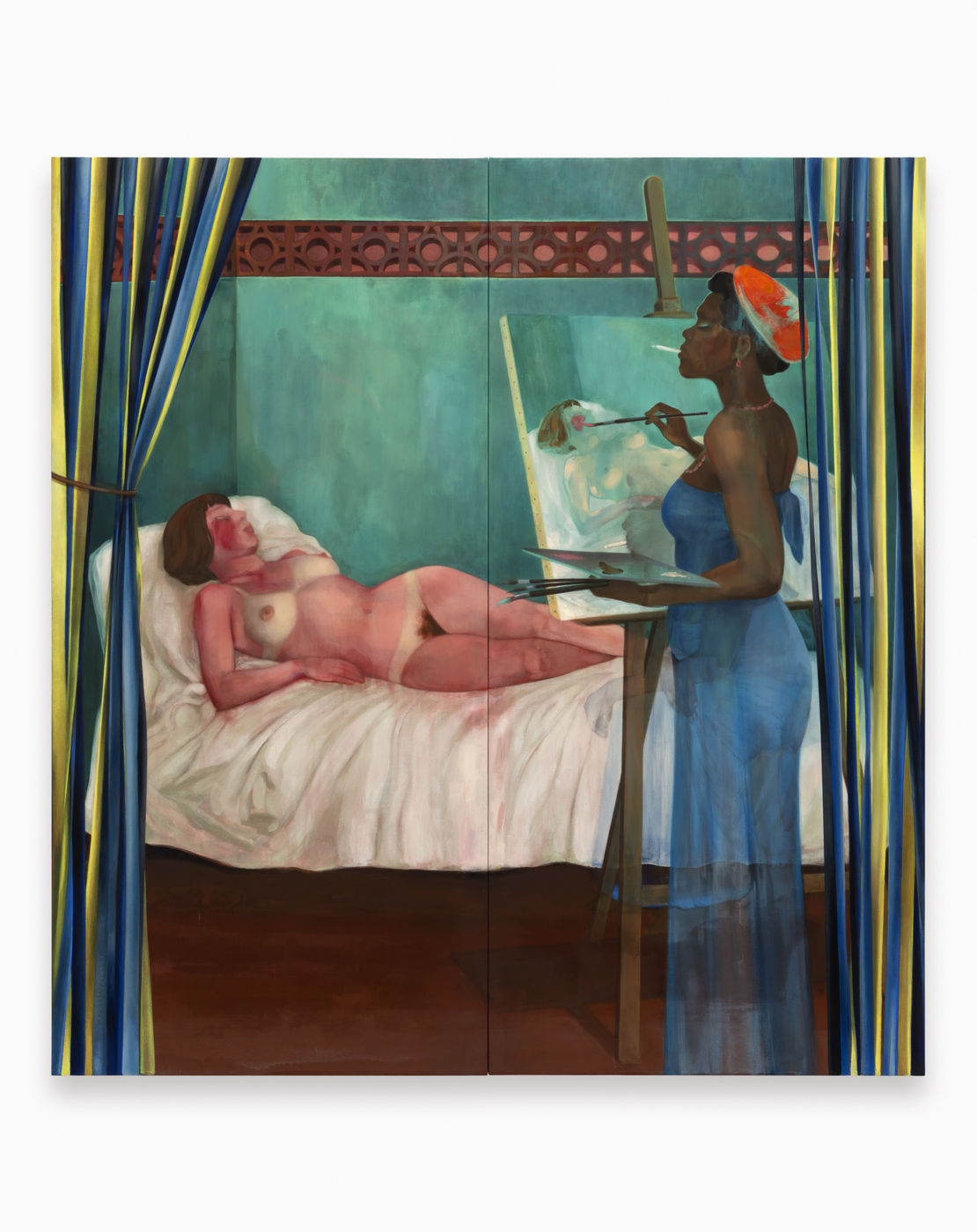 Brice grapples not only with the questions of gender but also of race generated by the paintings she references. In...