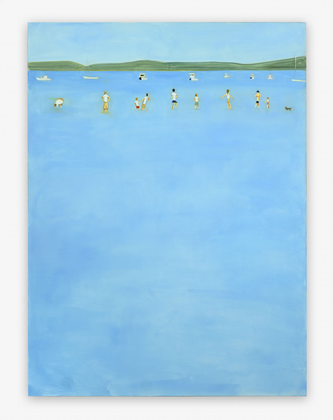 On rare occasions, Katz allows himself to insert human figures into his seascapes. Rather than contradicting the look of abstraction...