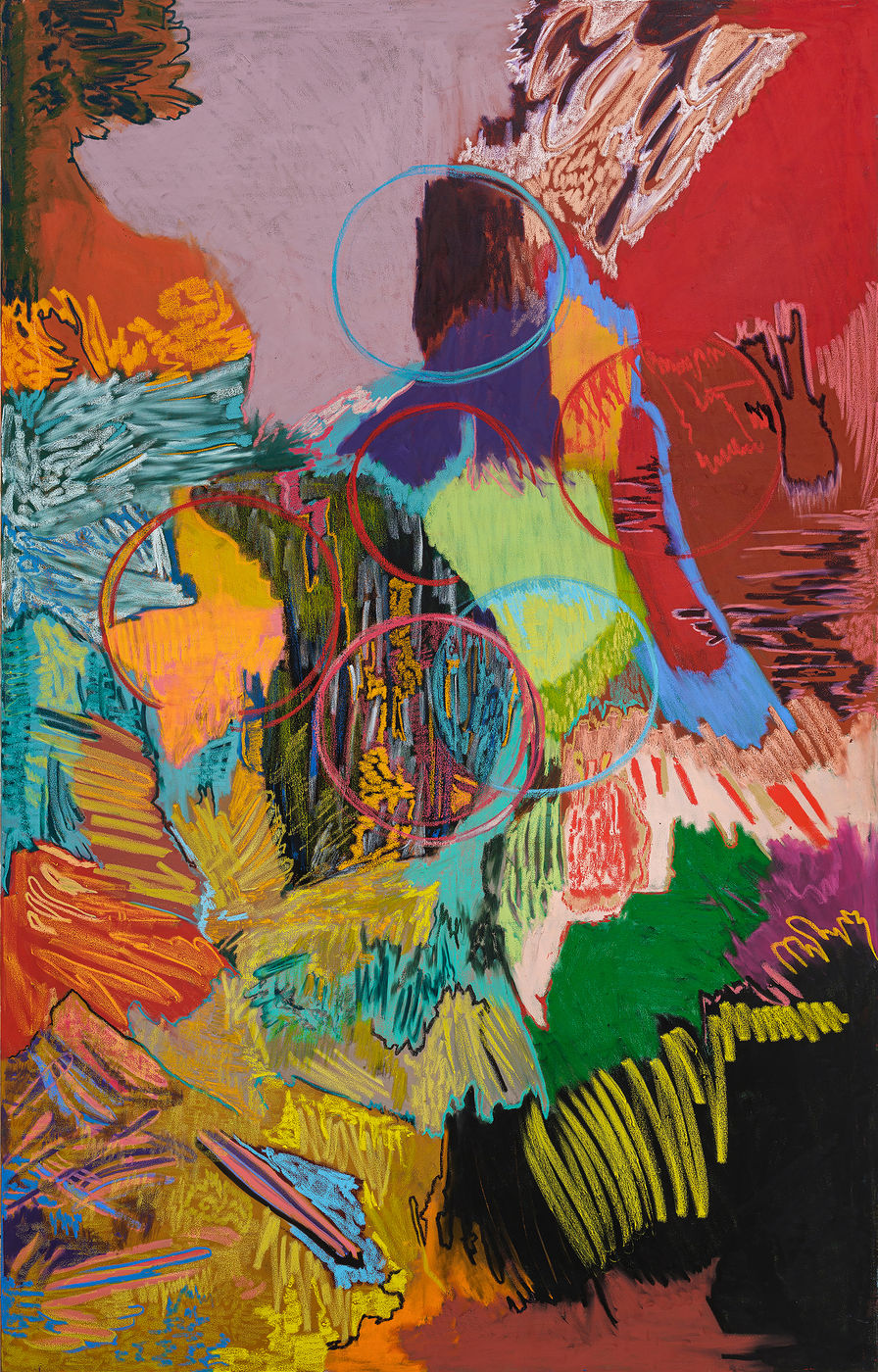 SMIIILLLLEEEE, 2021 Oil pastel, oil stick on canvas 250 x 160 cm