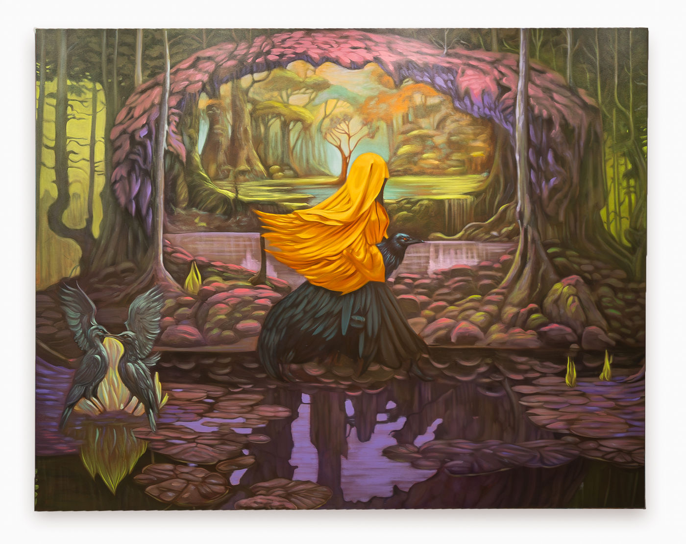 The foxes, crows and seagulls that weave in and out of the exhibition are drawn from the artist&rsquo;s urban reality,...