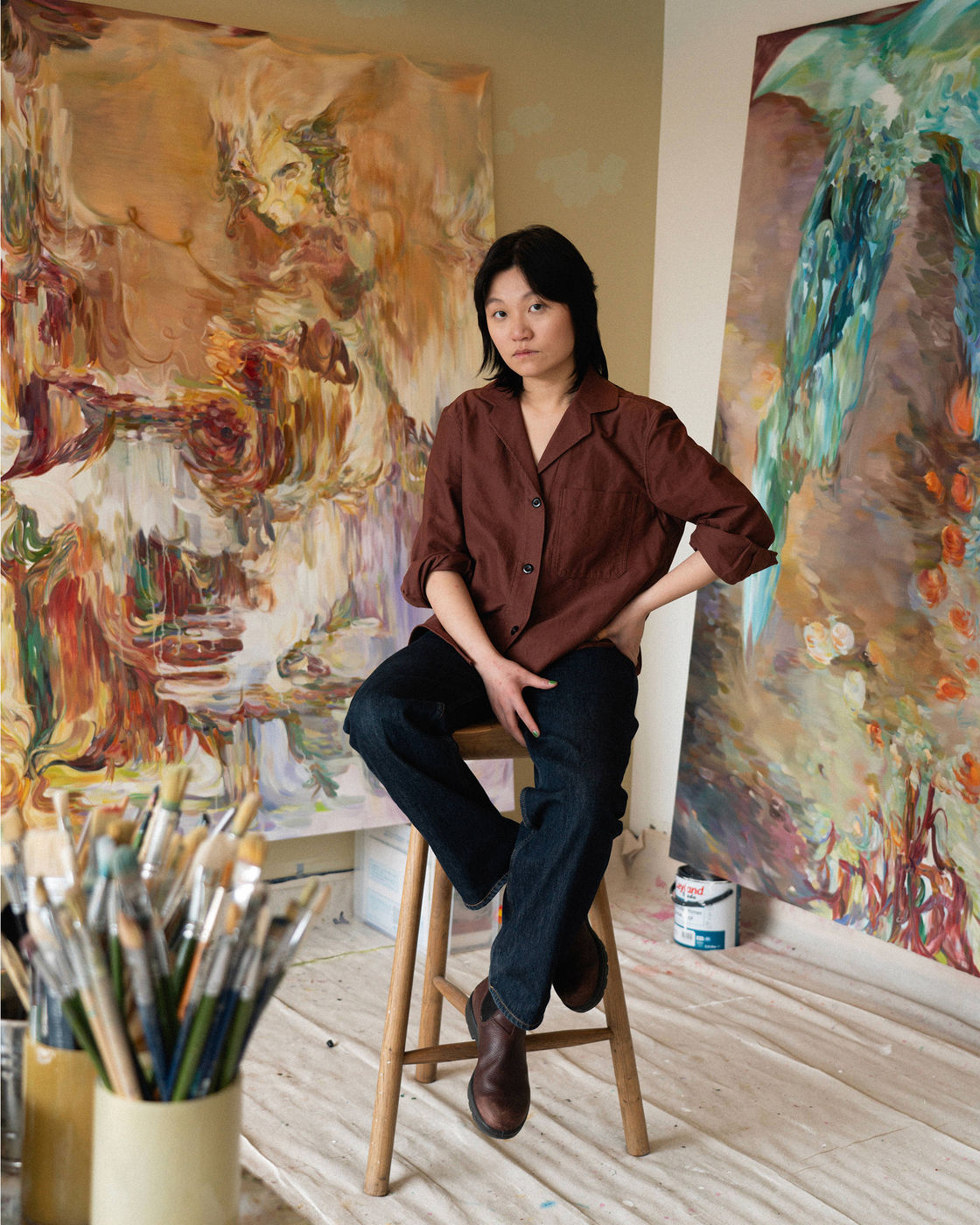 YaYa Yajie Liang (b.1995; Henan, China) Across the layers of her intricately painted compositions, YaYa Yajie Liang interrogates the enmeshment...