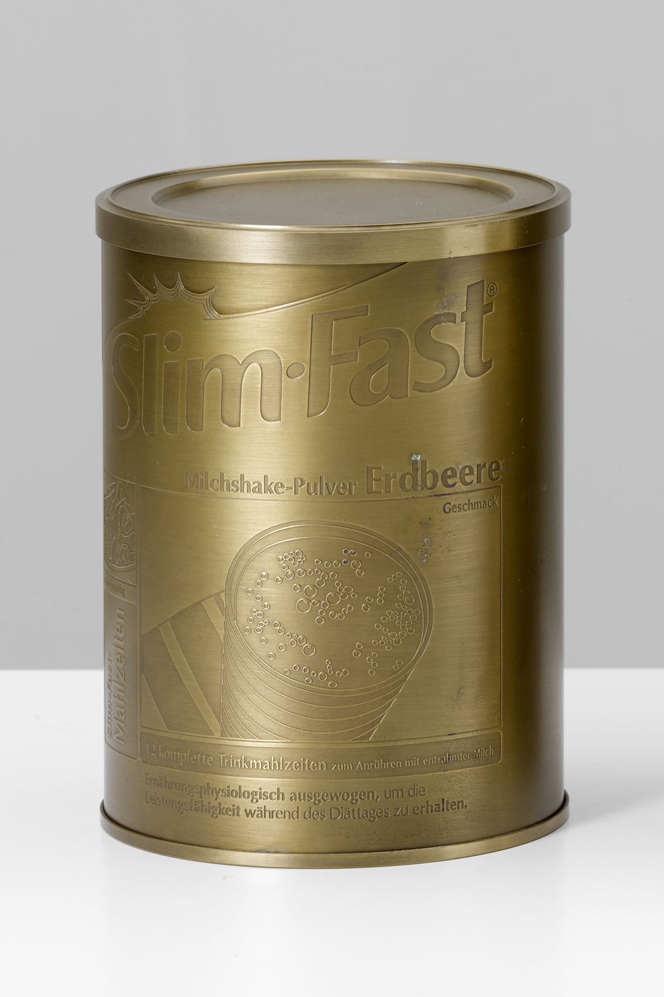 Fleury&rsquo;s &lsquo;Slim Fast&rsquo; diet shake containers cast in brass (2007) pullulate at the heart of the exhibition space. Recalling Andy...