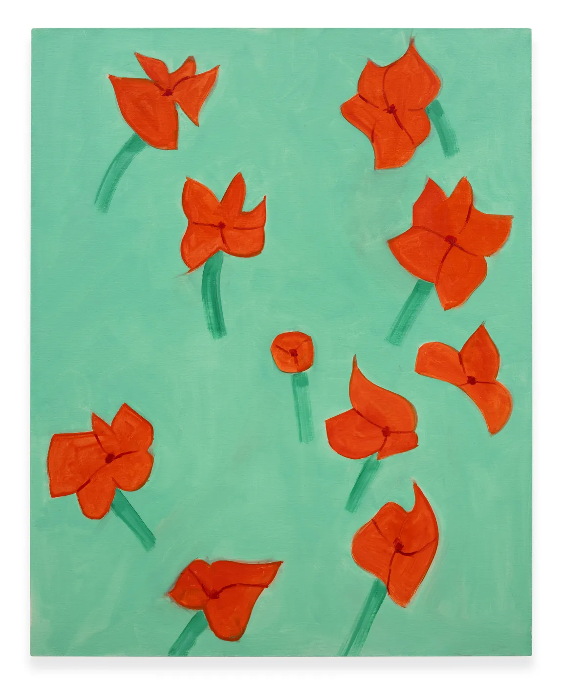 Alex Katz Red Flowers 1, 2025 Oil on linen 152.4 x 121.9 cm (60 x 48 in)
