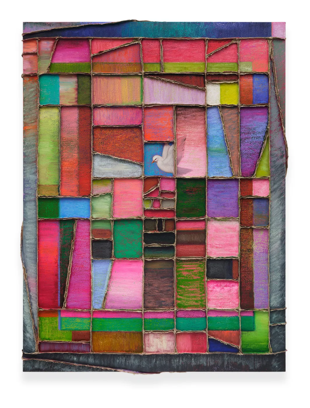 Zadie Xa Bird in Window/Witness, 2026 Oil paint and oil bar on stitched linen 190 x 160 cm (74.80 x...
