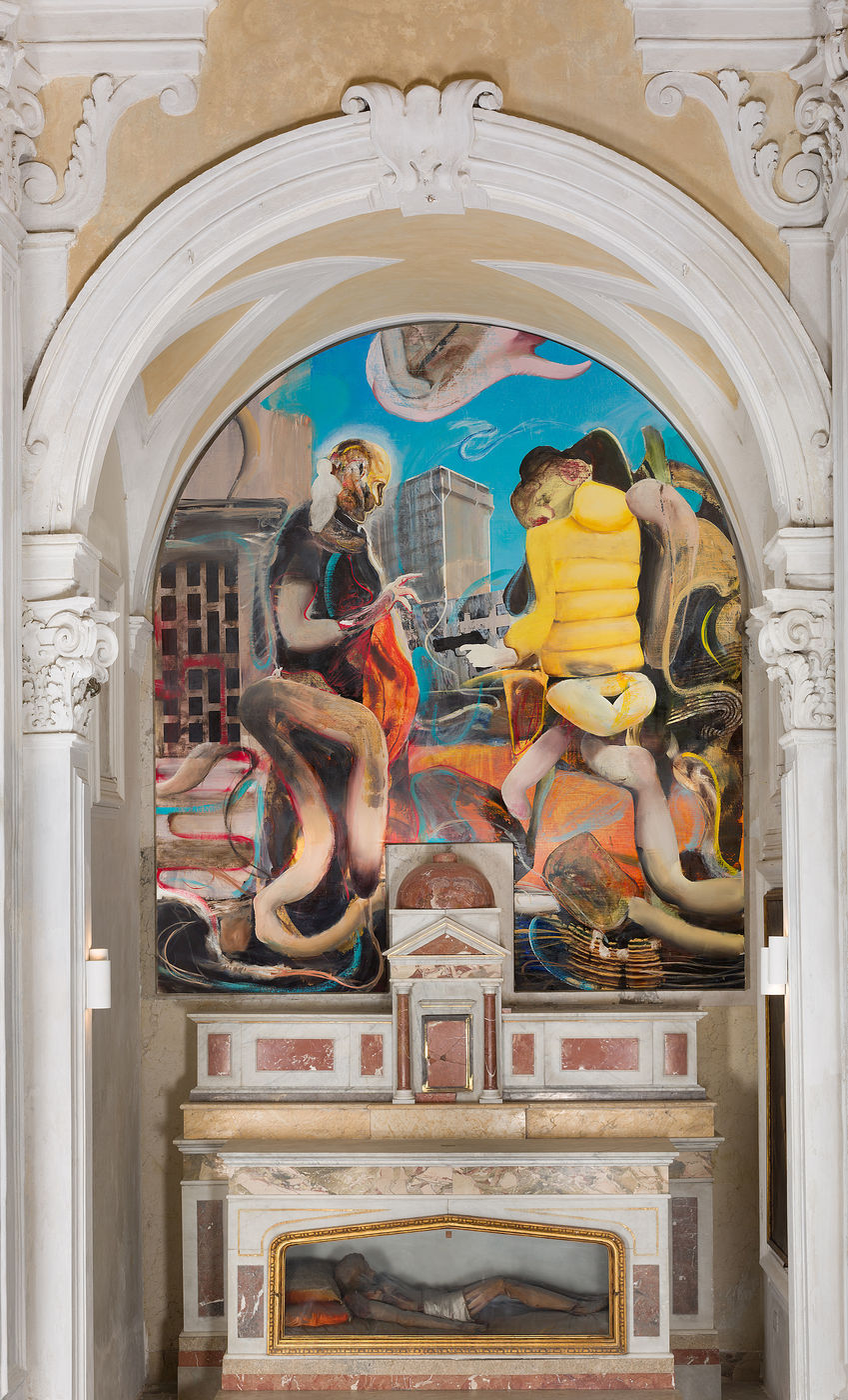 The Martyrdom of Padre Pino Puglisi, 2020 Oil on canvas 320 x 280 cm Conjuring a contemporary vision of the...