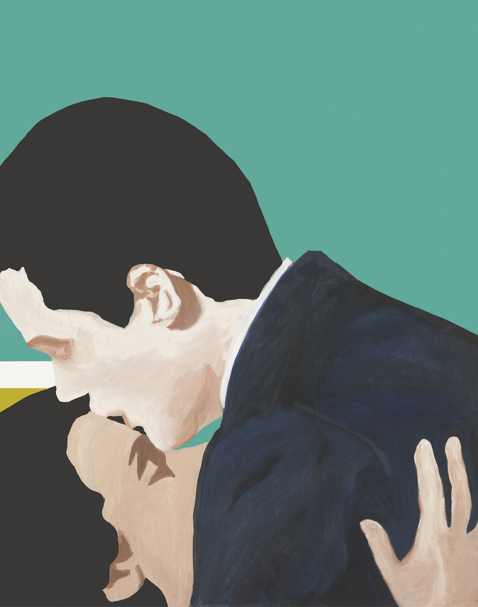 Love in the Green Room, 1963, Acrylic and paper collage on canvas