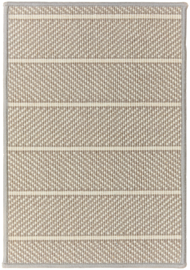 1'6" x 2'3" springfield sample in the almond colorway. the design contains thin horizontal lines separating a dotted field.