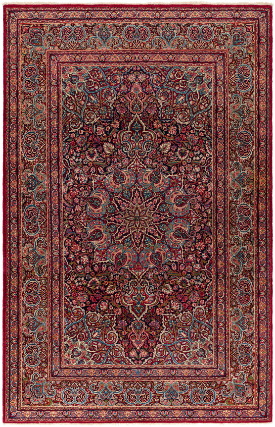 antique isfahan with an overarching floral medallion design