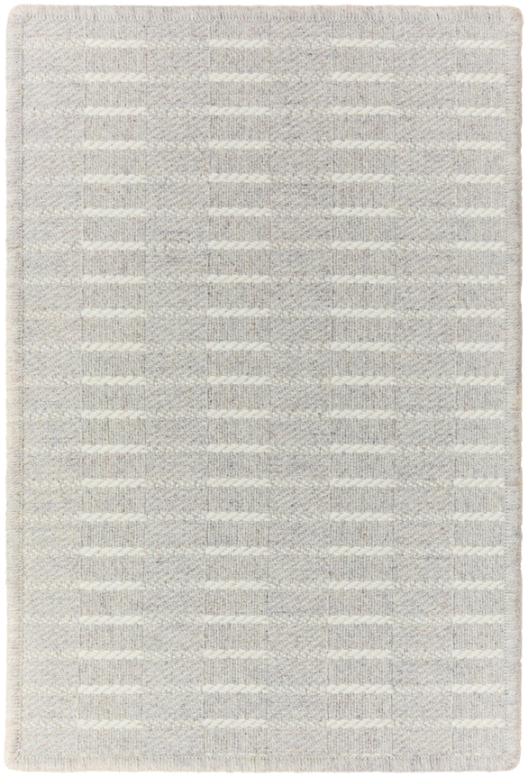 1'6" x 2'3" trystia sample in the heather colorway. horizontal lines sweep across the sample with some parts of the line being a shade darker, creating a dash effect