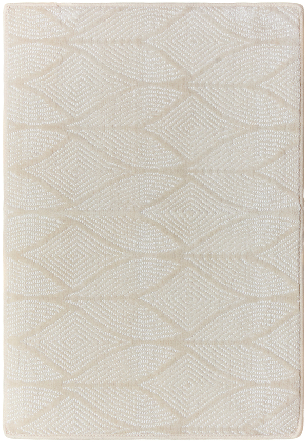 1'6" x 2'3" castello sample in the cream colorway. it's a leaf-like pattern