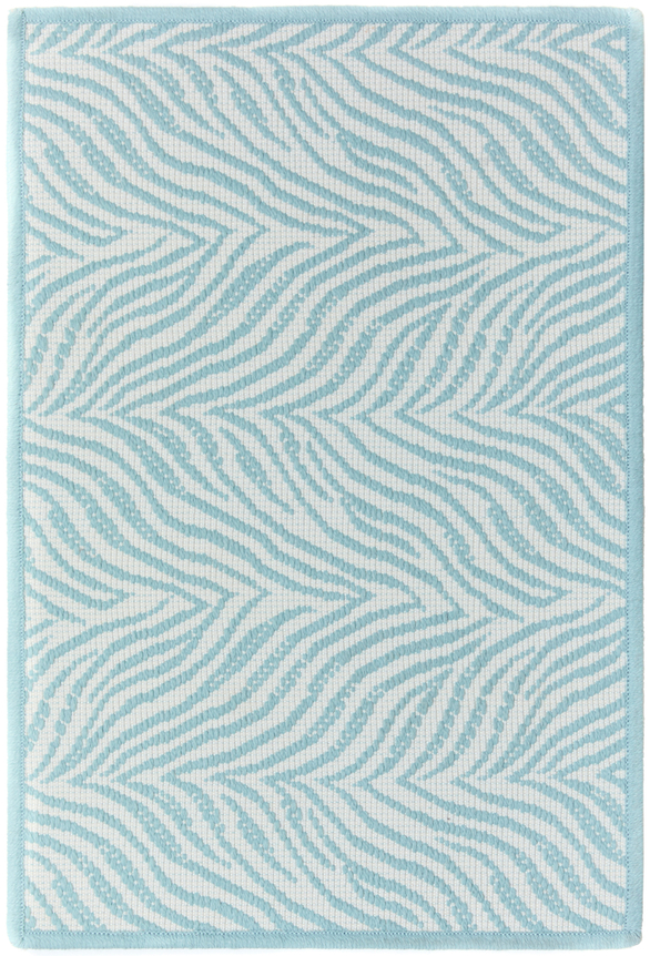 1'6" x 2'3" aida sample in the aqua colorway. the design features a horizontal tiger stripes sweeping across