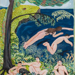 Antonio Kuschnir, Woman in blue with parrot, 2025