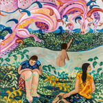 Antonio Kuschnir, Woman in blue with parrot, 2025