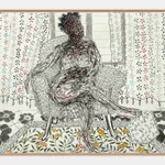 Salifou Lindou painting. Cameroonian Artist. Contemporary African art in Paris. AFIKARIS Gallery Paris. Mixed media (acrylic, clay, pastel, collage) on canvas. Figurative portraits. Duality of human beings. Observation of society. Cercle Kapsiki.