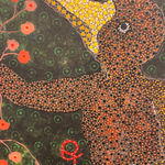 Ousmane Niang painting. Senegalese Artist. Contemporary African art in Paris. AFIKARIS PARIS. Acrylic and pastel on canvas. Pointillism. Anthropomorphic figures.