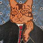 Ousmane Niang painting. Senegalese Artist. Contemporary African art in Paris. AFIKARIS PARIS. Acrylic and pastel on canvas. Pointillism. Anthropomorphic figures. Untitled art miami.