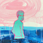 Omar Mahfoudi painting. Moroccan Artist. Contemporary art. Acrylic and ink on paper and canvas. Figurative. Abstraction. Cinematic paintings. Dreamy. Bold colours.