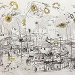 Salifou Lindou painting. Cameroonian Artist. Contemporary African art in Paris. AFIKARIS Gallery Paris. Mixed media on canvas. Figurative portraits. Duality of human beings. Observation of society. Cercle Kapsiki.