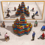 Viewers Looking at Ready-made with Skull and Mirrors by David Hockney