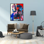 Beauty and beast, red, BLO, JAW, Street art, love, colorful, joyful, acrylic painting, street art, abstract painting, contemporary pop art, Art Thema Heyi Gallery, Brussels, home interior art design, salon decoration