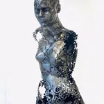 absence, Carline Brisset, Art de la sculpture, Sculpture en acier, Sculpture unique, Sculpture figurative, Grande sculpture, Sculpture humaine, Sculpture femme, Sculpture debout, Sculpture de jardin, Design d'intérieur, Décoration d'art, Décoration de salon, Art thema heyi, Galerie d'art belge