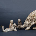 Het probleem met de wolf schattige kinderen en schattig dier hedendaagse bronzen wolf sculptuur sophie verger