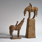 the meeting cute children and adorable animal contemporary bronze horse sculpture sophie verger
