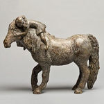le secret enfant mignon et animal adorable sculpture contemporaine cheval bronze sophie verger