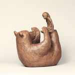 gaby and her bear cute child and adorable animal bear contemporary bronze sculpture sophie verger
