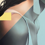 Tondo pour une femme en bonnet blanc femme nageuse peinture peinture figurative peinture à l'huile peinture acrylique peinture contemporaine Damien Bassez à la galerie Art Yi à Bruxelles