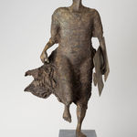 Missing link lieven d'haese contemporary bronze sculpture a boy running with a puzzle sculpture child sculpture childhood Art Yi garden sculpture garden art design art gallery in brussels